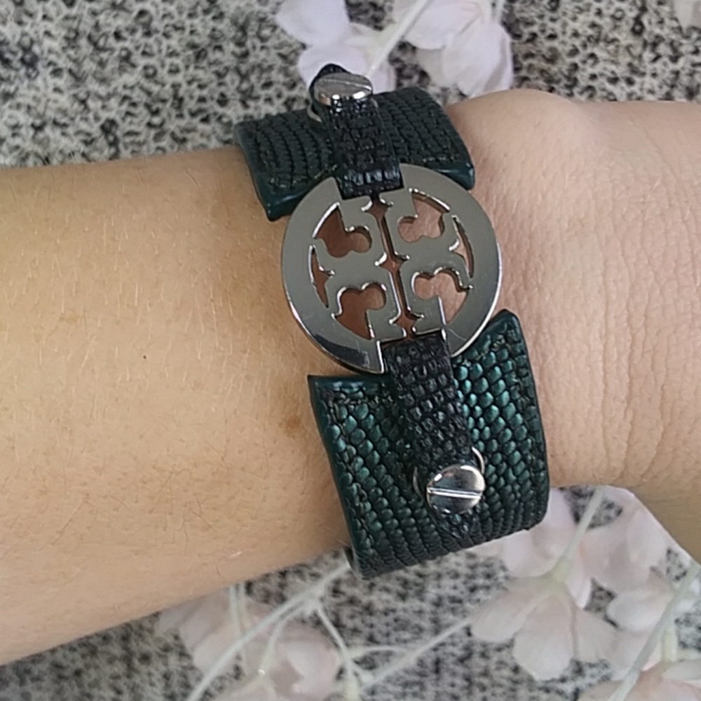 EUC Tory Burch Skinny Double Cuff Leather Bracelet